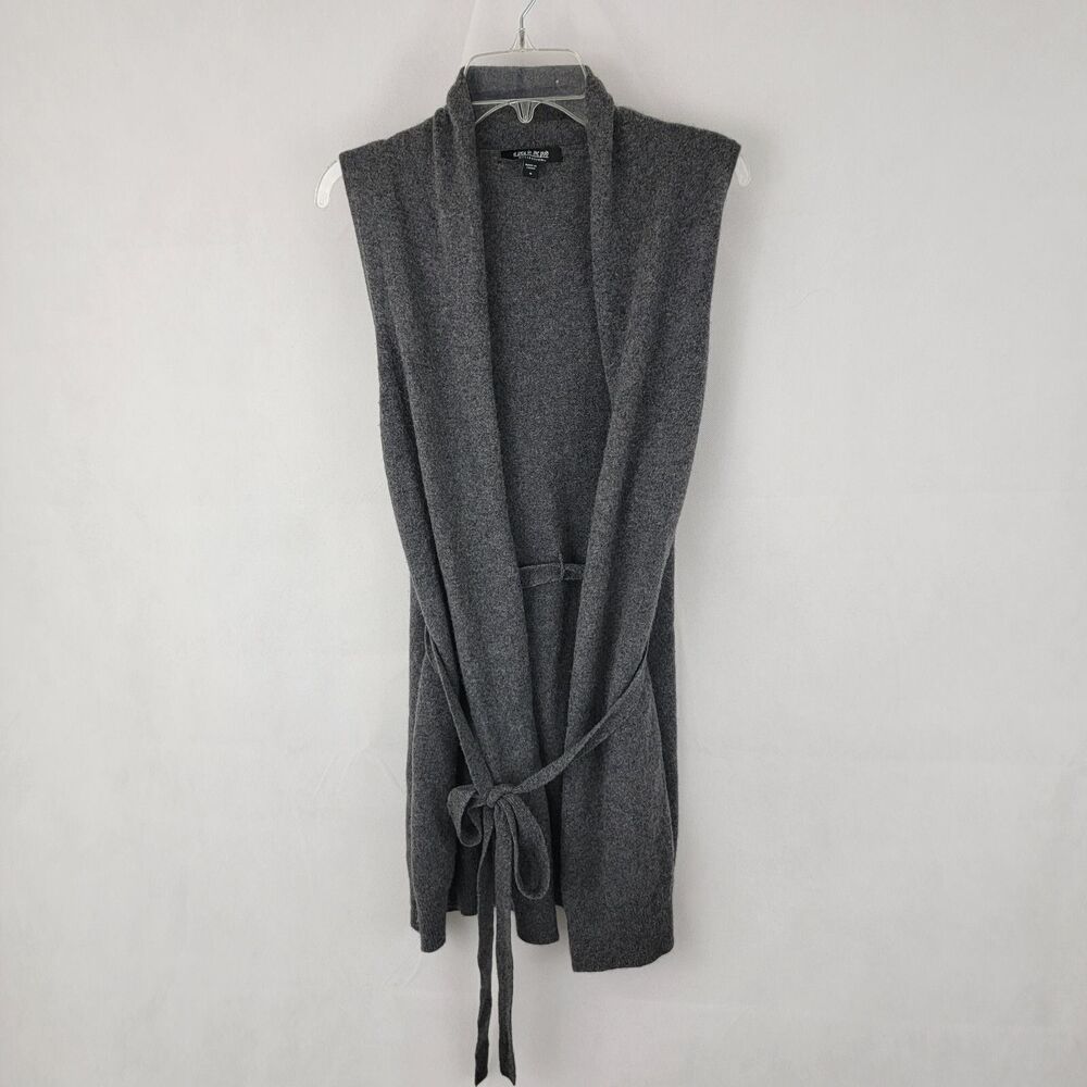A PEA IN THE POD Womens Sweater Sz SMALL 100% Cashmere GRAY Sleeveless Belted